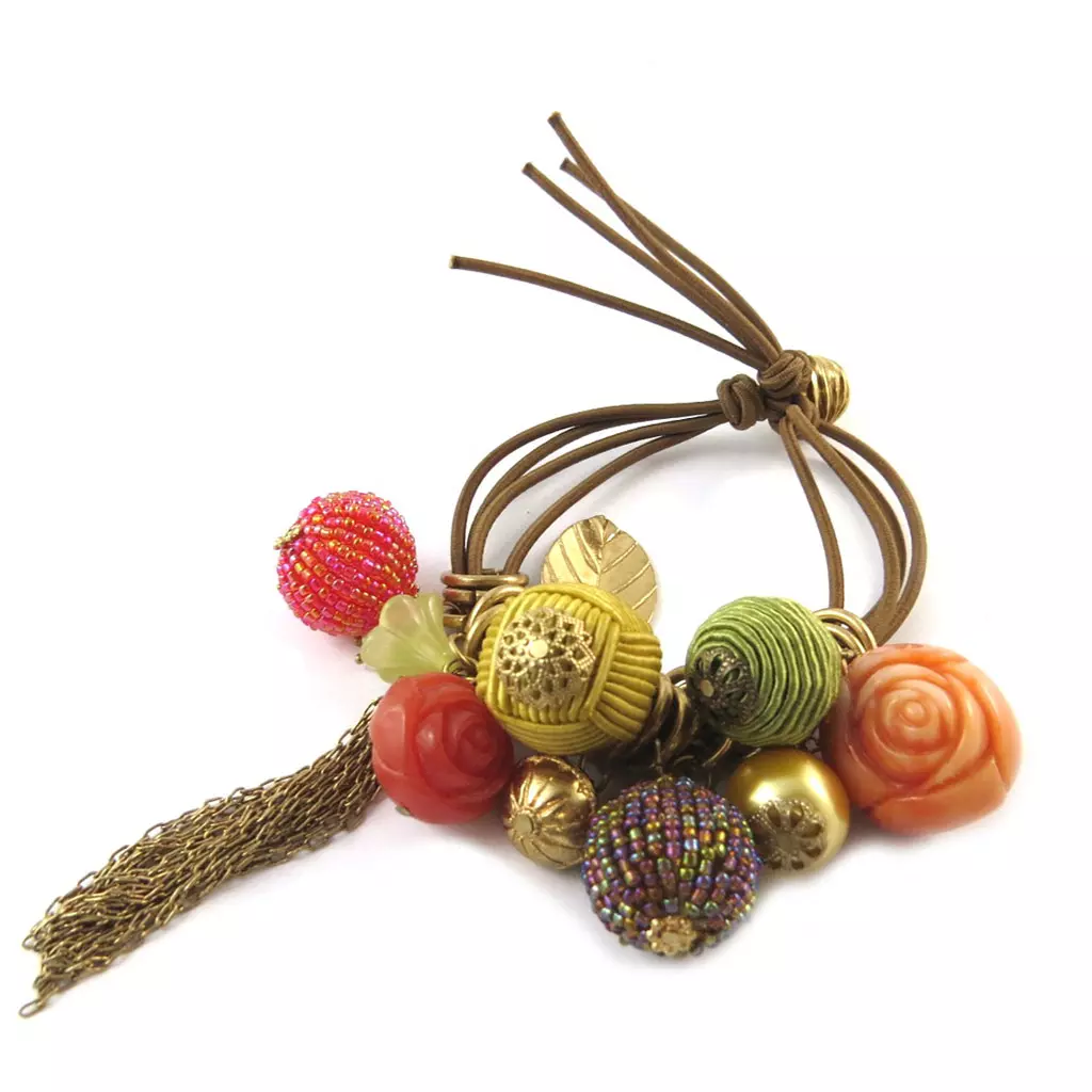 Les Trésors De Lily Bracelet 'Grappe De Fruits' Rouge / Ambre [N8437]