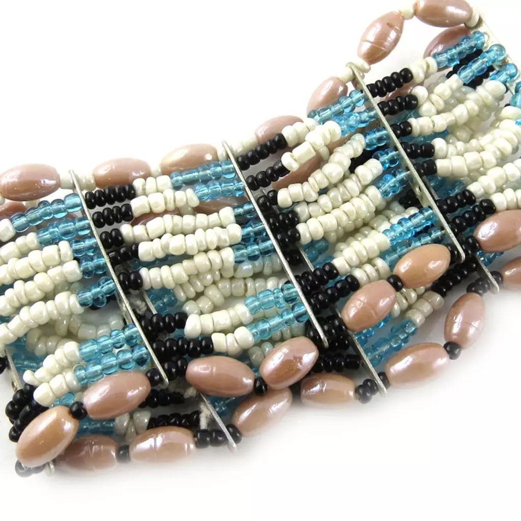 Les Trésors De Lily Bracelet 'Kunju' Bleu Blanc Rose [B8179]
