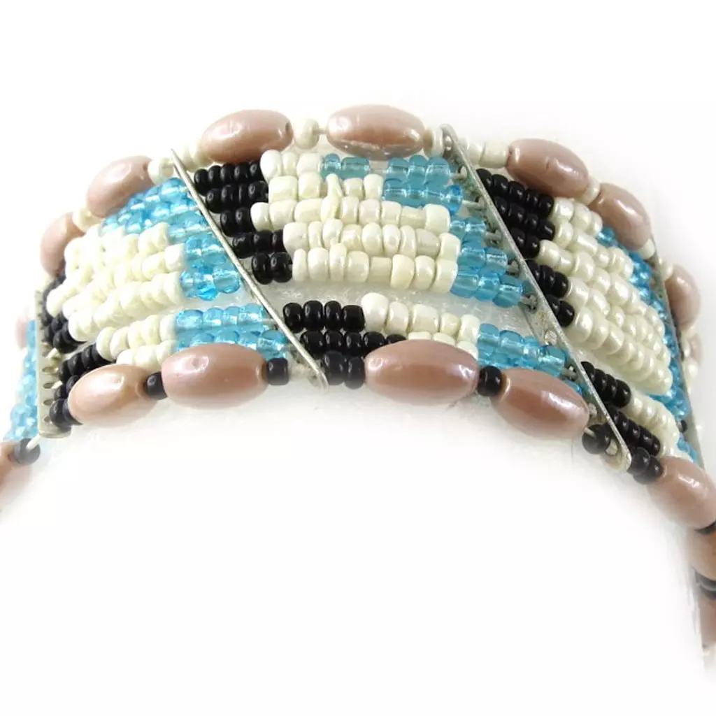 Les Trésors De Lily Bracelet 'Kunju' Bleu Blanc Rose [B8179]