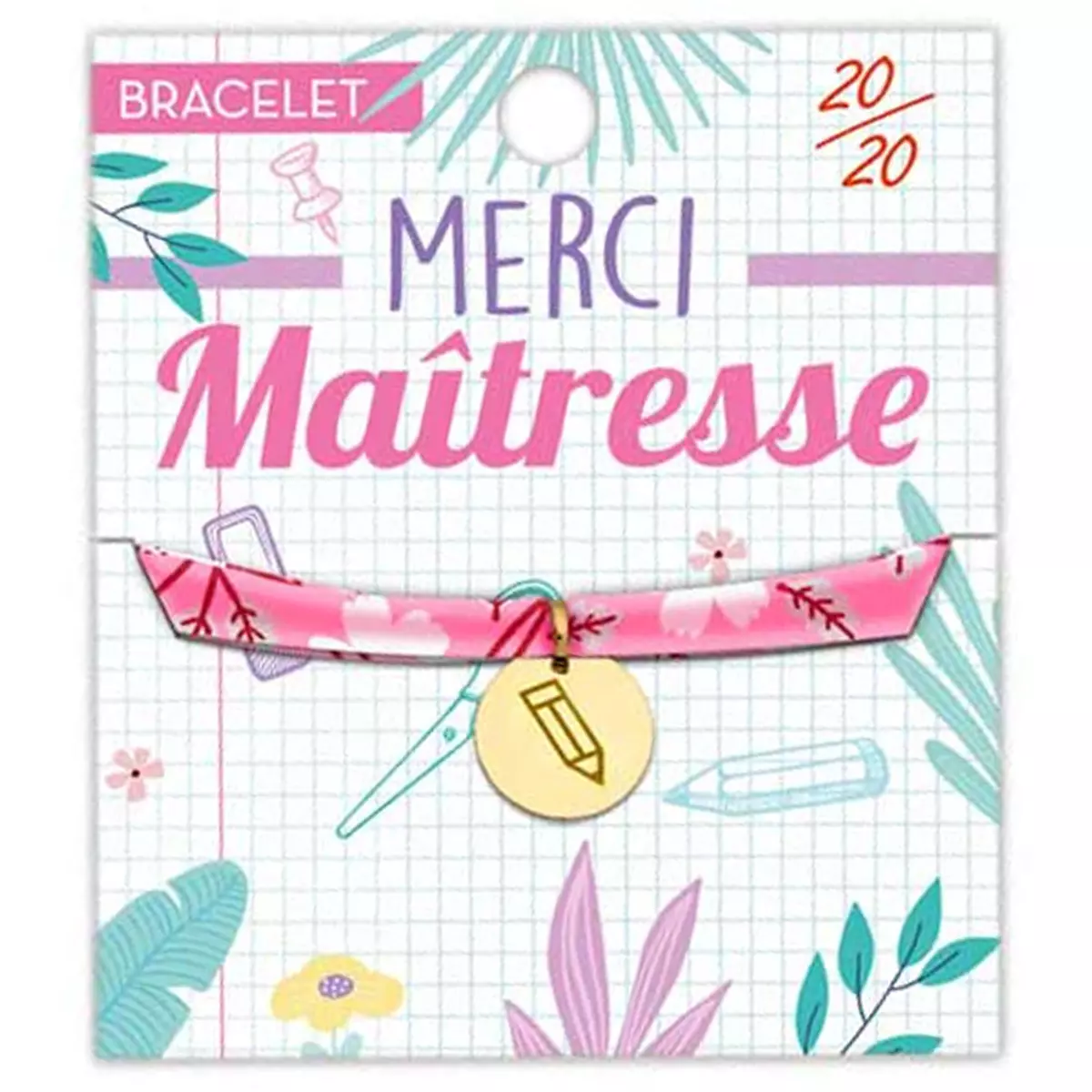Les Trésors De Lily Bracelet 'Merci Maîtresse' (20/20) Rose Doré 16 Mm [R1606]