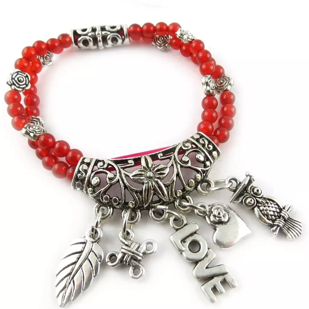 les trésors de lily Bracelet 'Minéralia' agate rouge [K7281]