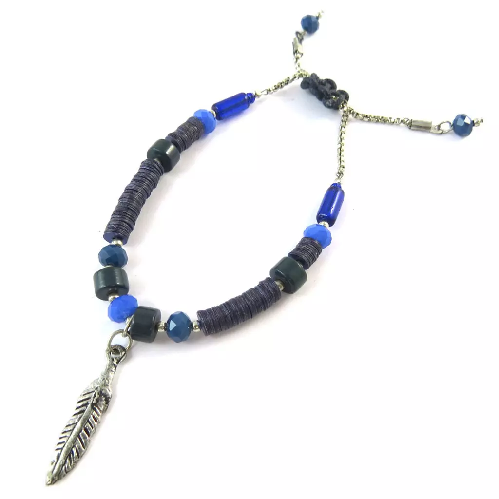Les Trésors De Lily Bracelet 'Navajos' Bleu Argenté Vieilli [N8247]