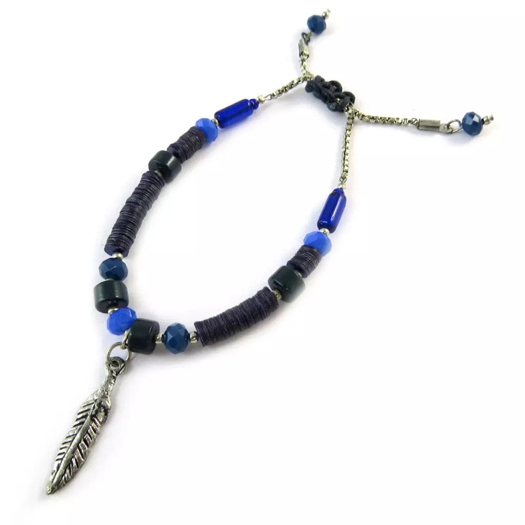 les trésors de lily Bracelet 'Navajos' bleu argenté vieilli [N8247]