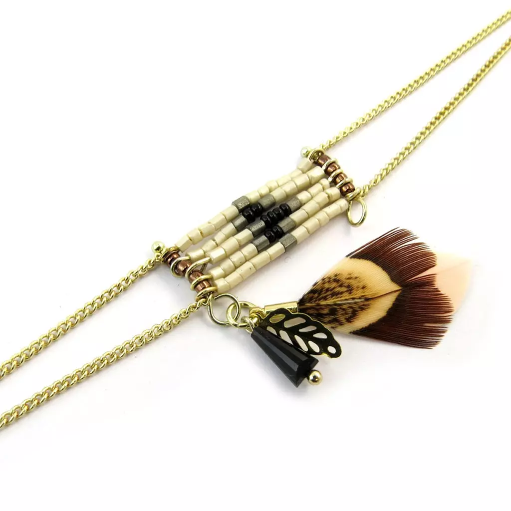 Les Trésors De Lily Bracelet 'Navajos' Marron Doré [N5015]