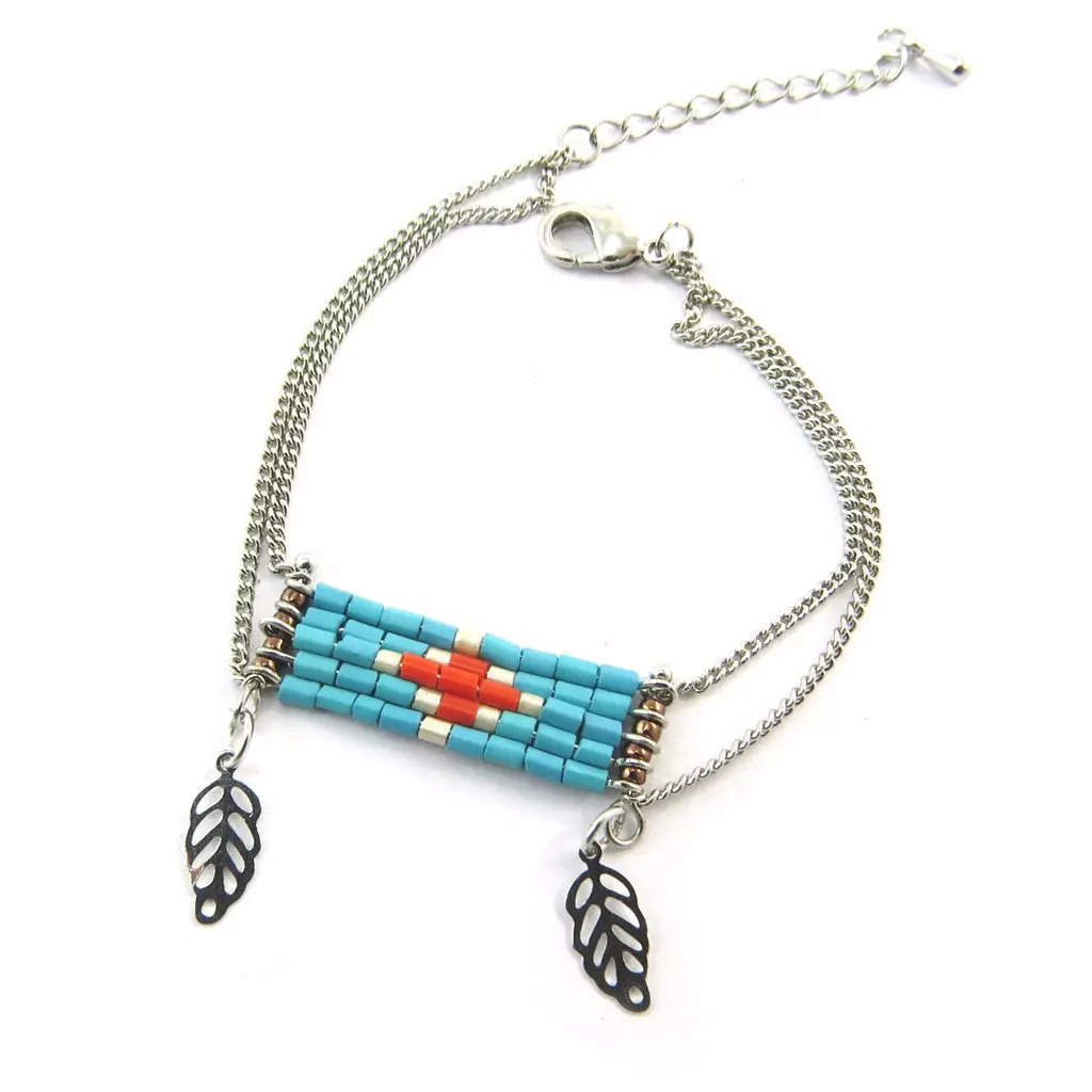 les trésors de lily Bracelet 'Navajos' turquoise argenté [N3478]