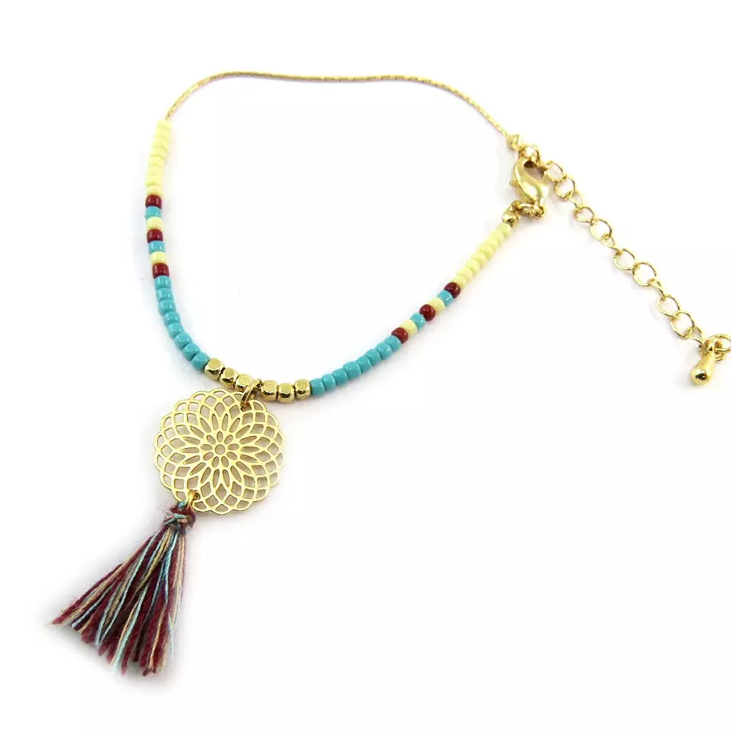 Les Trésors De Lily Bracelet 'Navajos' Turquoise Marron Doré [N3736]