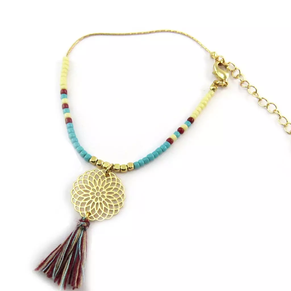 les trésors de lily Bracelet 'Navajos' turquoise marron doré [N3736]
