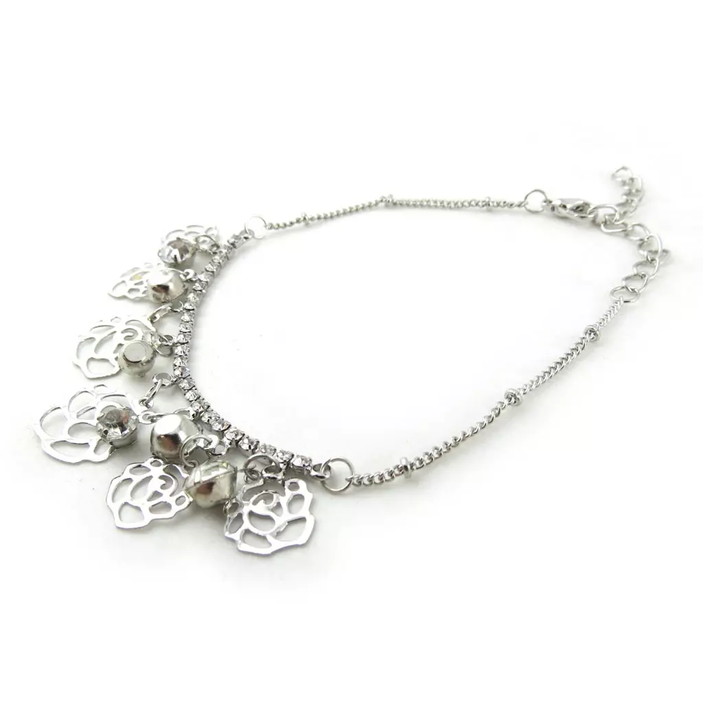 Les Trésors De Lily Bracelet 'Rosa Romantica' Blanc Argenté [N1148]