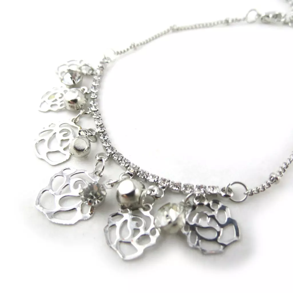 Les Trésors De Lily Bracelet 'Rosa Romantica' Blanc Argenté [N1148]