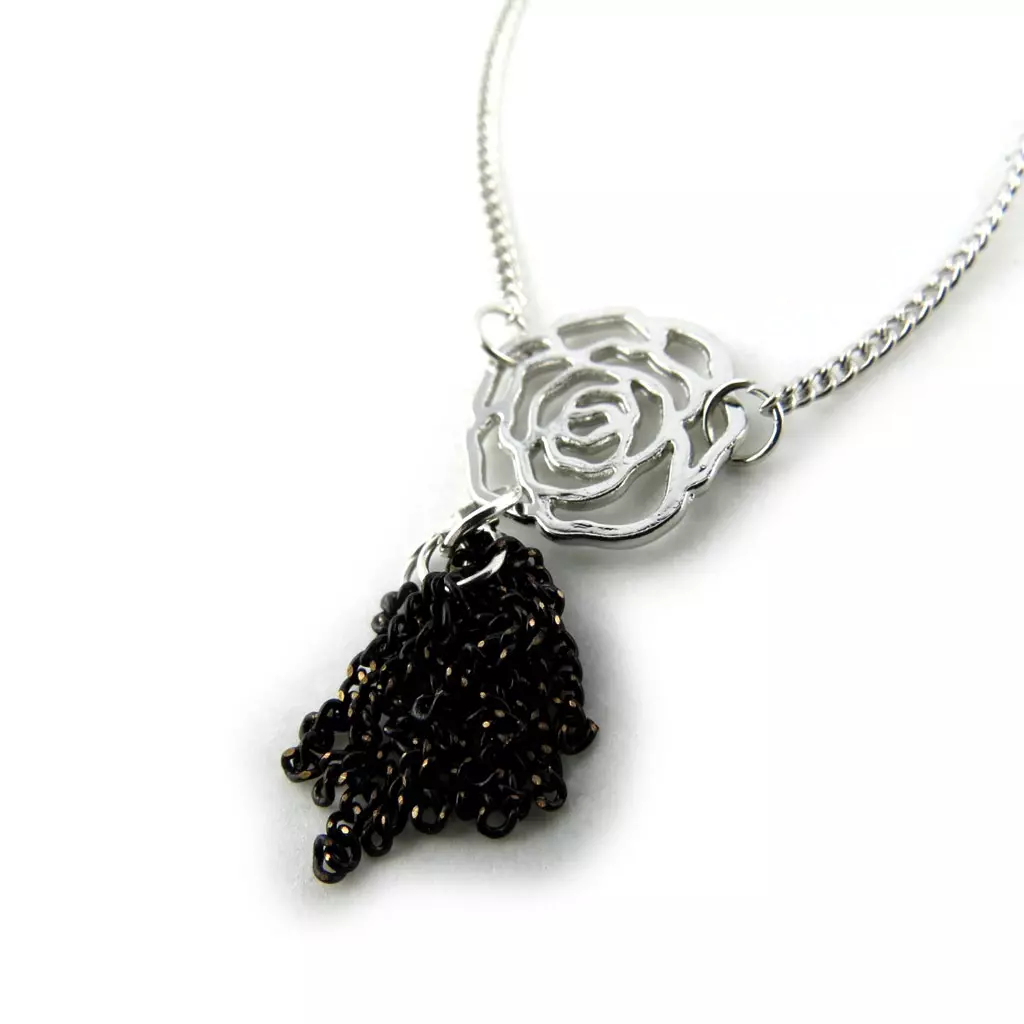 Les Trésors De Lily Bracelet 'Rosa Romantica' Noir Argenté [N1018]