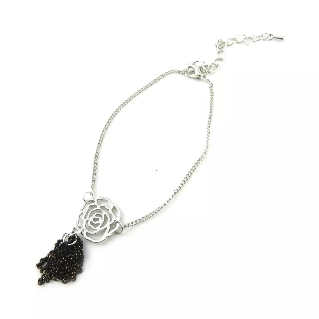 Les Trésors De Lily Bracelet 'Rosa Romantica' Noir Argenté [N1018]