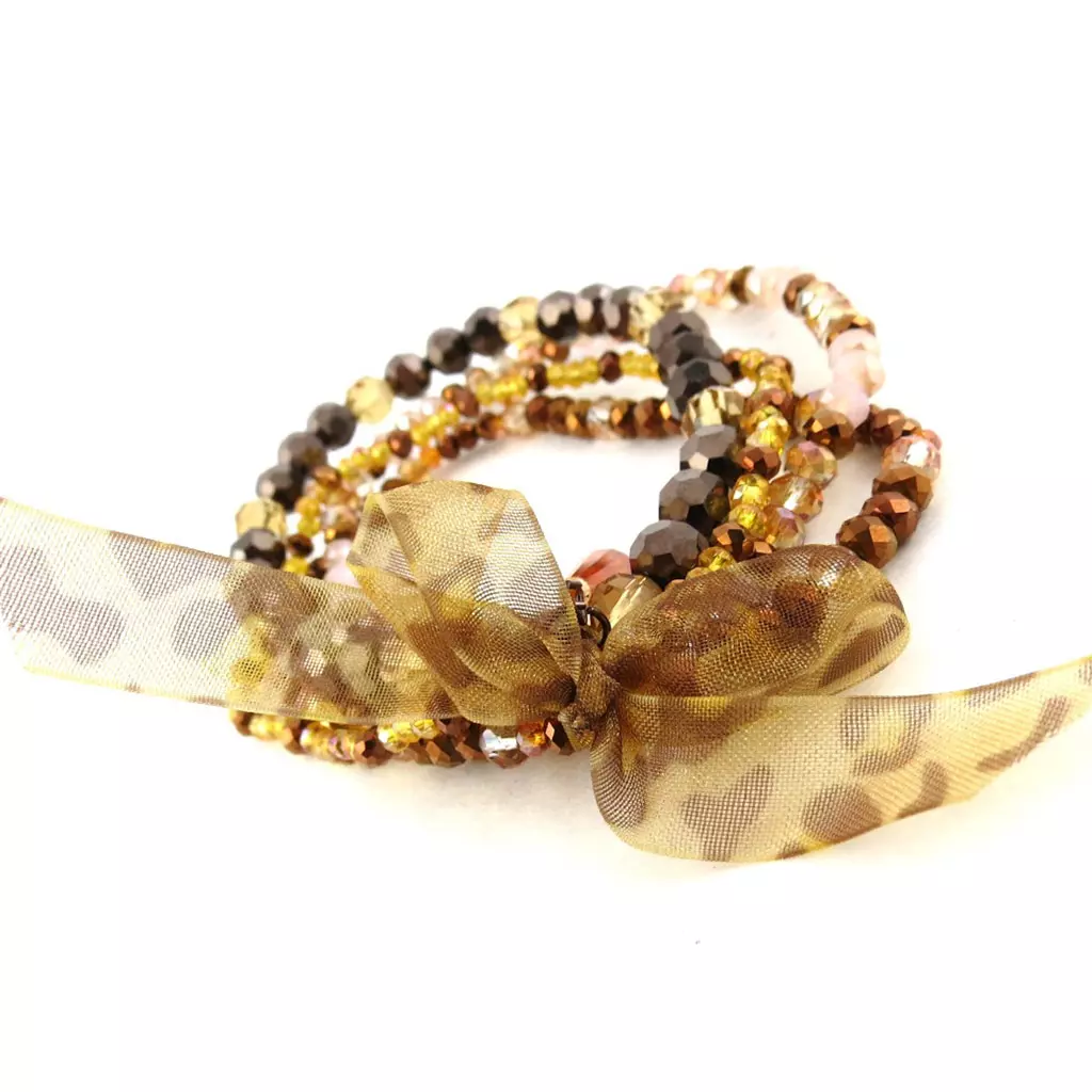 Les Trésors De Lily Bracelet 'Sissi' Ambre Marron (4 Rangs) [N1527]