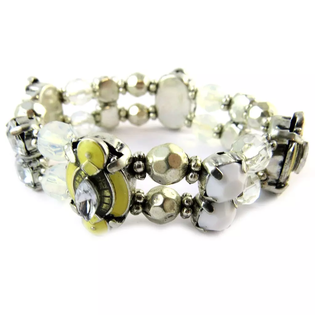 Les Trésors De Lily Bracelet 'Sissi' Blanc Argenté [E3179]