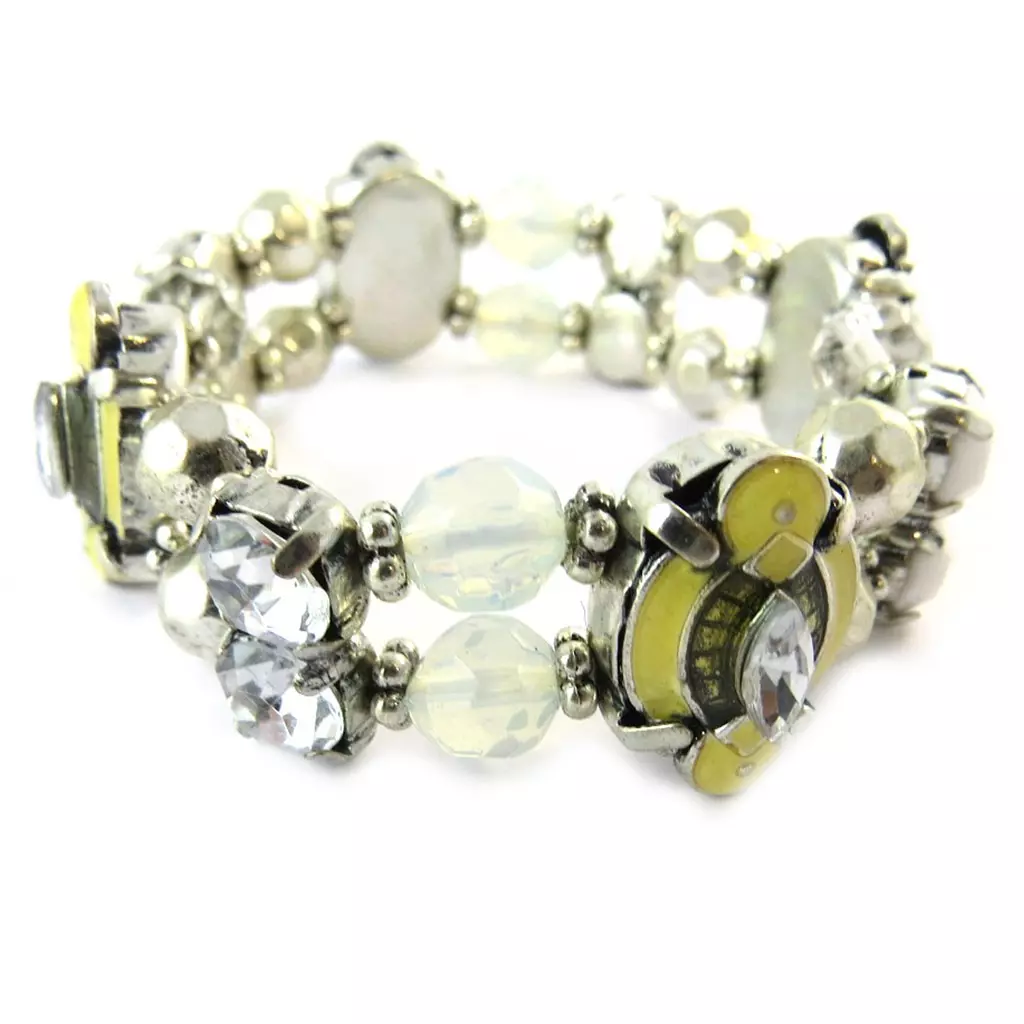 les trésors de lily Bracelet 'Sissi' Blanc Argenté [E3179]