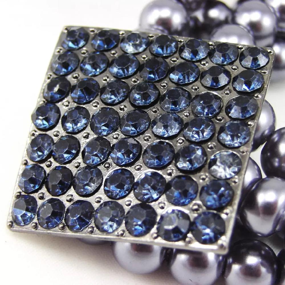 Les Trésors De Lily Bracelet 'Sissi' Bleu Gris 4 Rangs [F5337]