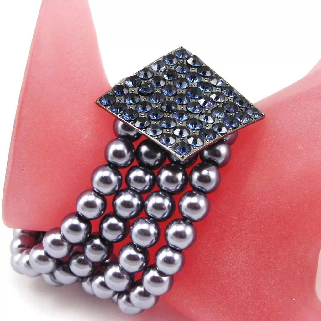 Les Trésors De Lily Bracelet 'Sissi' Bleu Gris 4 Rangs [F5337]