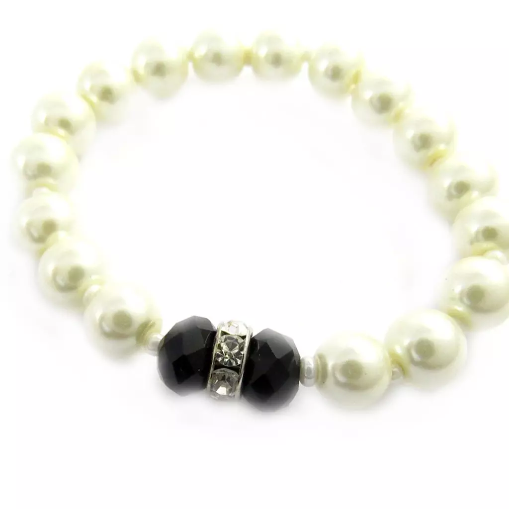 les trésors de lily Bracelet 'Sissi' noir ivoire [L7906]