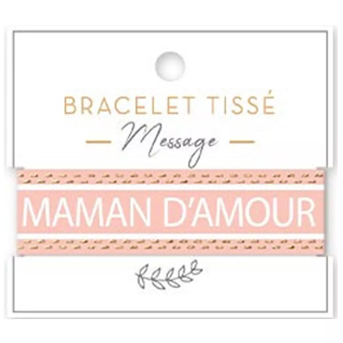 les trésors de lily Bracelet tissu 'Maman d'Amour' rose blanc 20 mm [A2204]