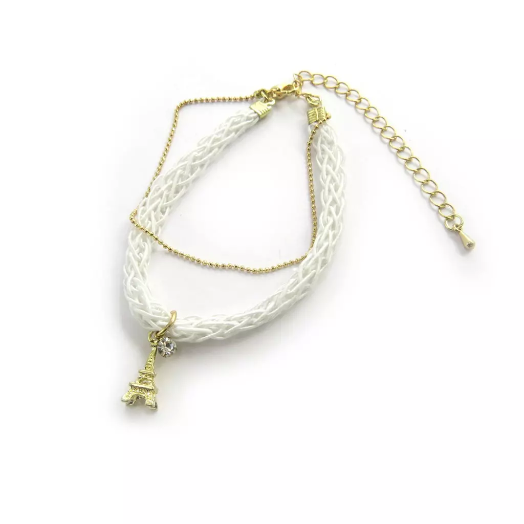 Les Trésors De Lily Bracelet 'Tour Eiffel' Blanc Doré [N1693]