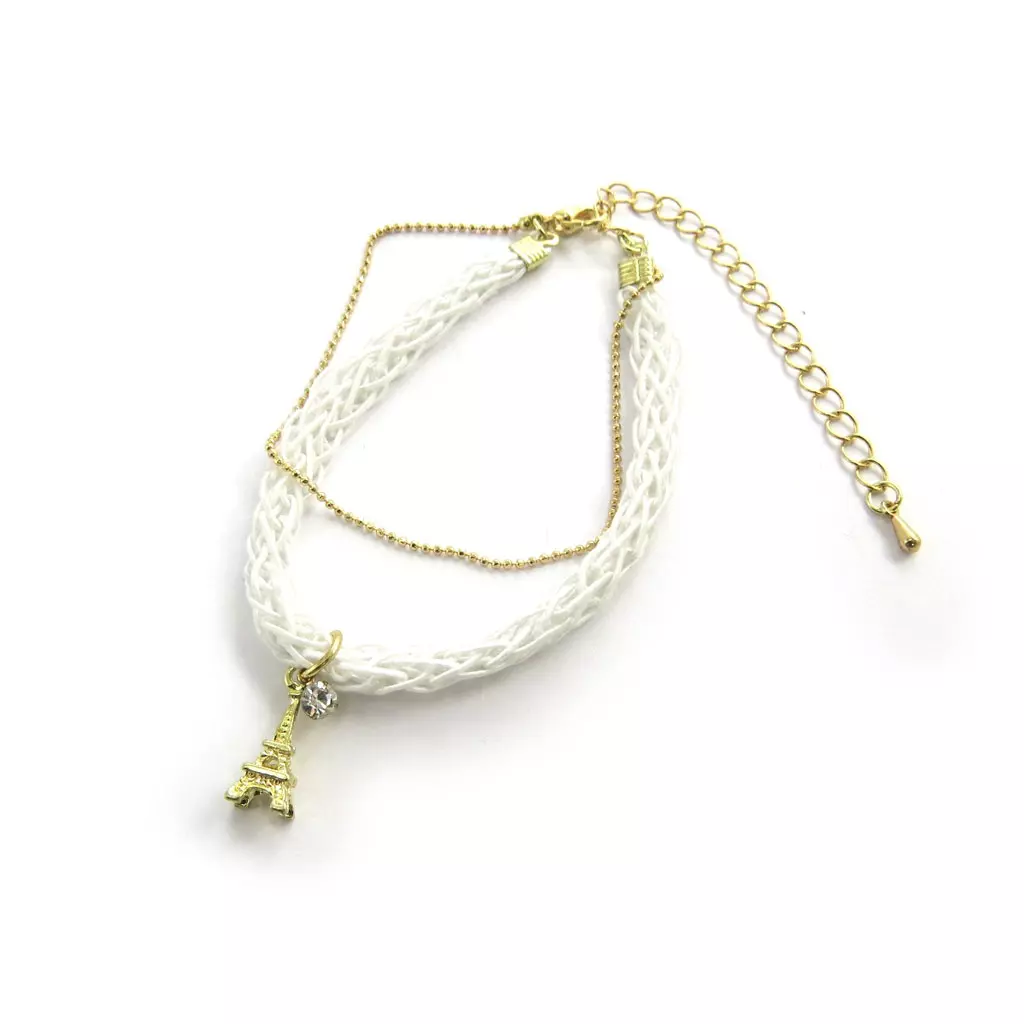 Les Trésors De Lily Bracelet 'Tour Eiffel' Blanc Doré [N1693]