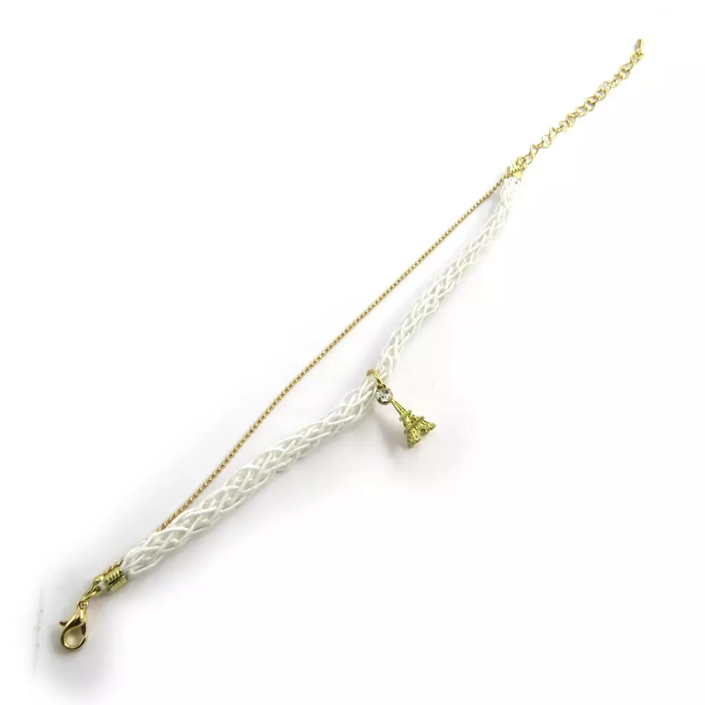 Les Trésors De Lily Bracelet 'Tour Eiffel' Blanc Doré [N1693]