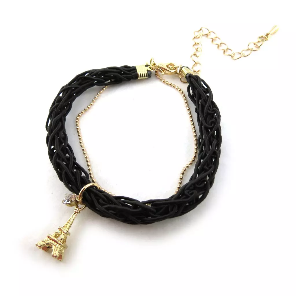 Les Trésors De Lily Bracelet 'Tour Eiffel' Noir Doré [N1768]