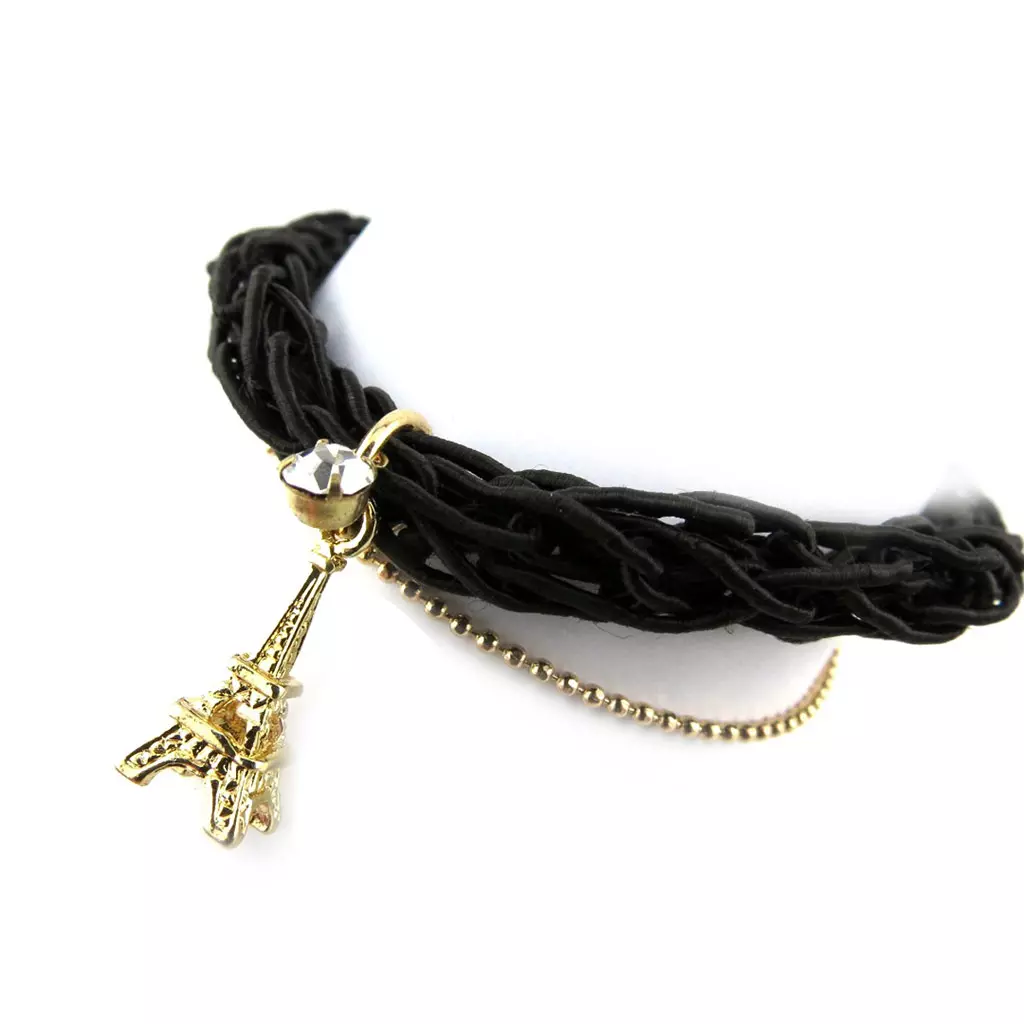 Les Trésors De Lily Bracelet 'Tour Eiffel' Noir Doré [N1768]