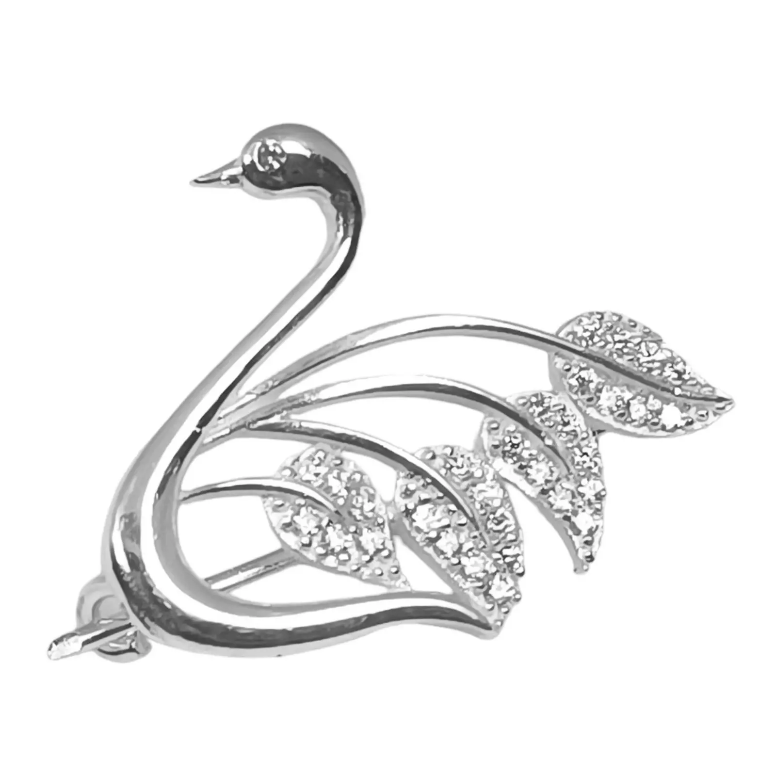 les trésors de lily Broche Argent 'Cygne' blanc argenté 20x20 mm [S0384]