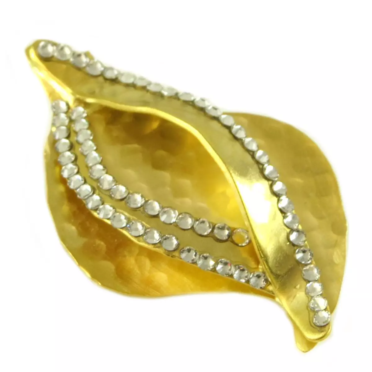 les trésors de lily Broche artisanale 'Athena' blanc doré 45x25 mm [Q7844]