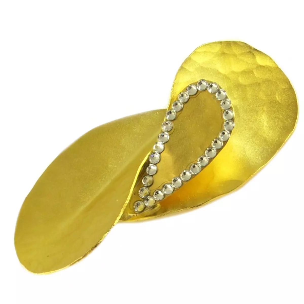 les trésors de lily Broche artisanale 'Athena' blanc doré 55x25 mm [Q7840]