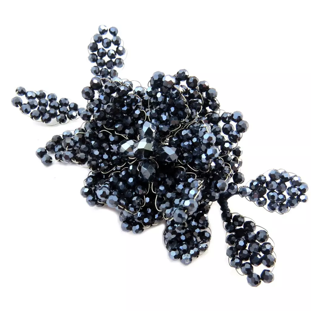 Les Trésors De Lily Broche Artisanale 'Callas' Gris 12x6 Cm [P4414]