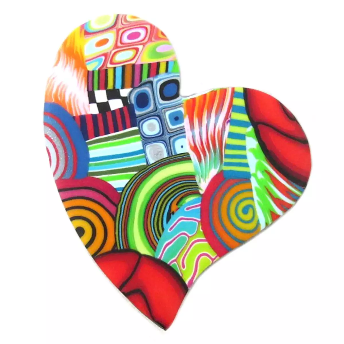 les trésors de lily Broche artisanale 'Colombine & Arlequin' multicolore (coeur) 55x50 mm [P9844]