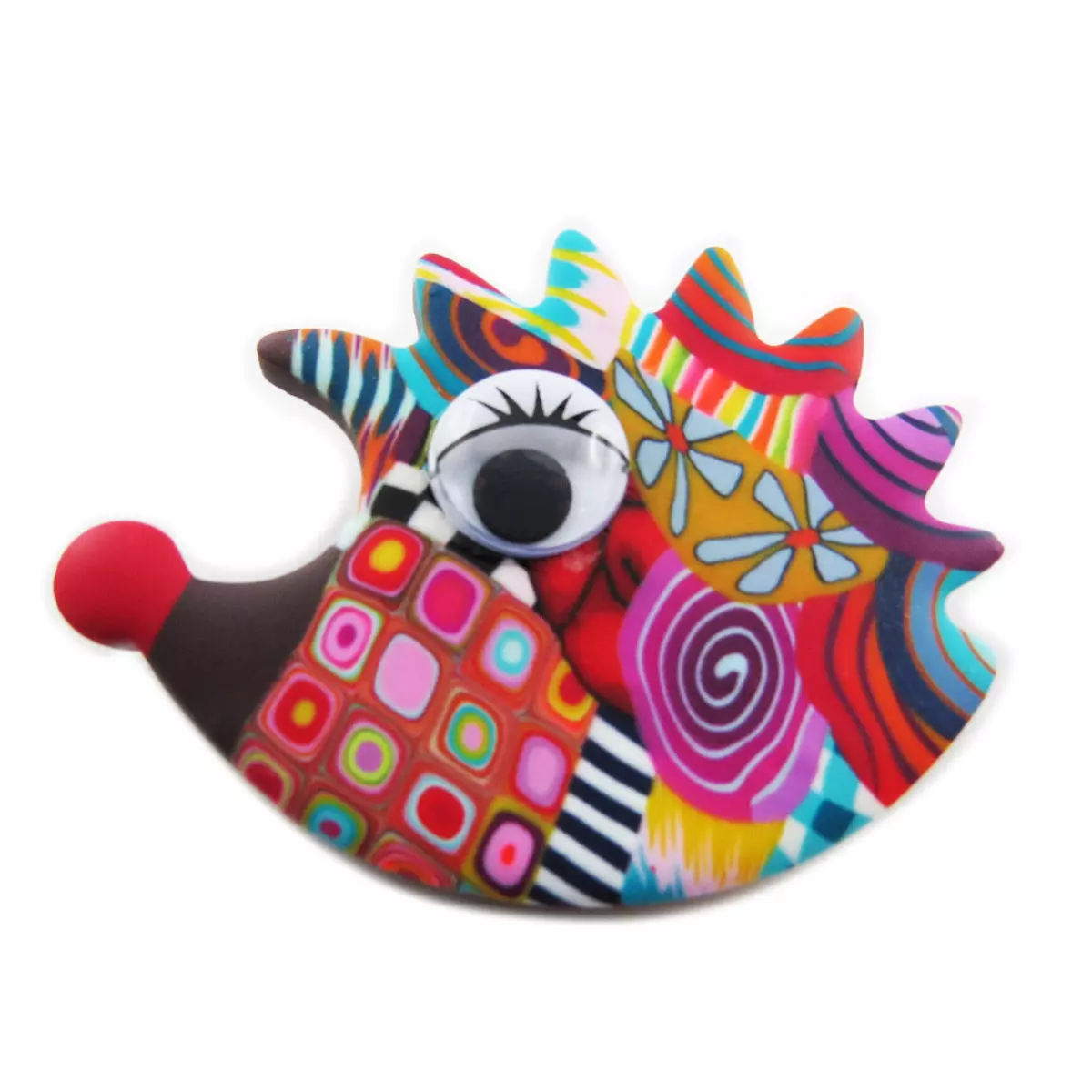les trésors de lily Broche artisanale 'Colombine & Arlequin' multicolore (hérisson) 60x43 mm [R1190]