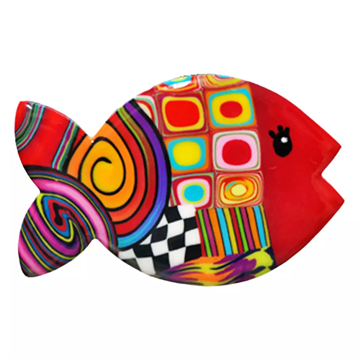 les trésors de lily Broche artisanale 'Colombine & Arlequin' multicolore (poisson) 45x30 mm [R6411]