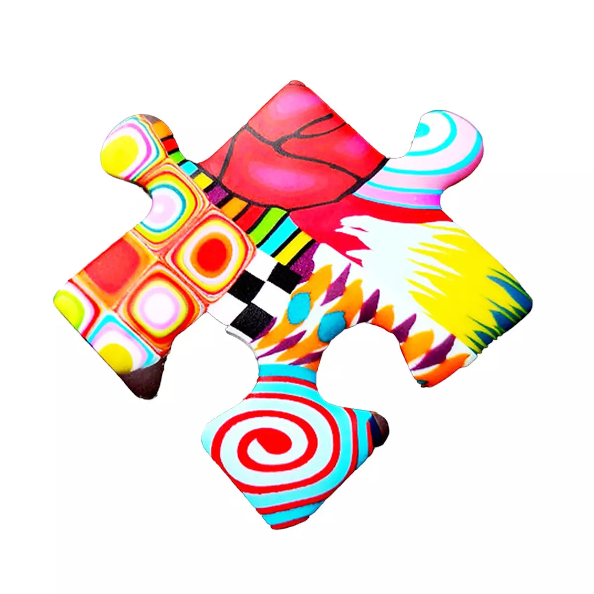 les trésors de lily Broche artisanale 'Colombine & Arlequin' multicolore (puzzle) 40x40 mm [R6475]
