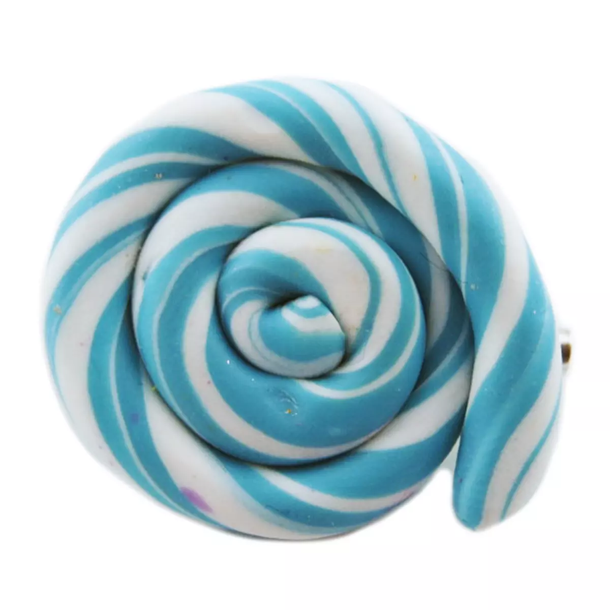 les trésors de lily Broche artisanale 'Lollipops' turquoise blanc 25x20 mm [R2777]