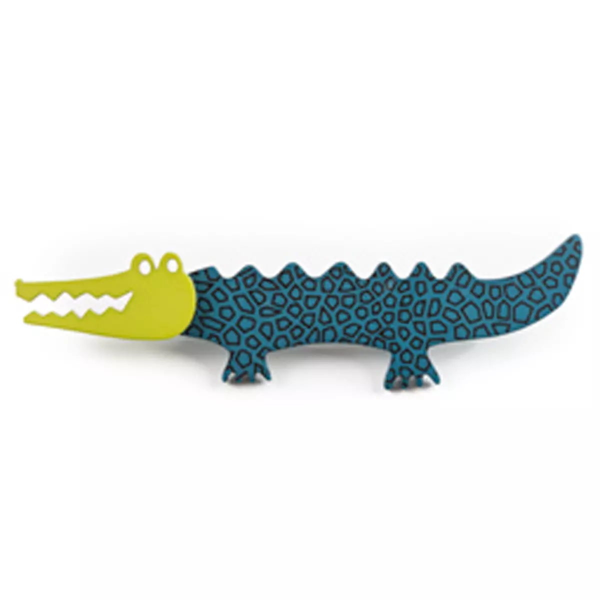 Les Trésors De Lily Broche Artisanale 'Marionettes' Turquoise Vert (crocodile) 83x20 Mm [Q9701]