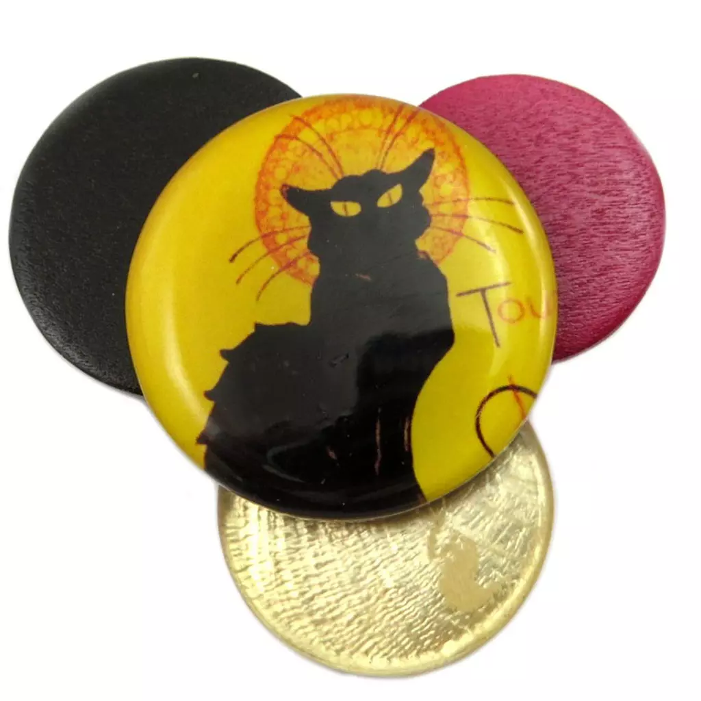 Les Trésors De Lily Broche Artisanale 'Mistinguette' (Chat Noir De Rodolphe Salis) 58x50 Mm [P6982]