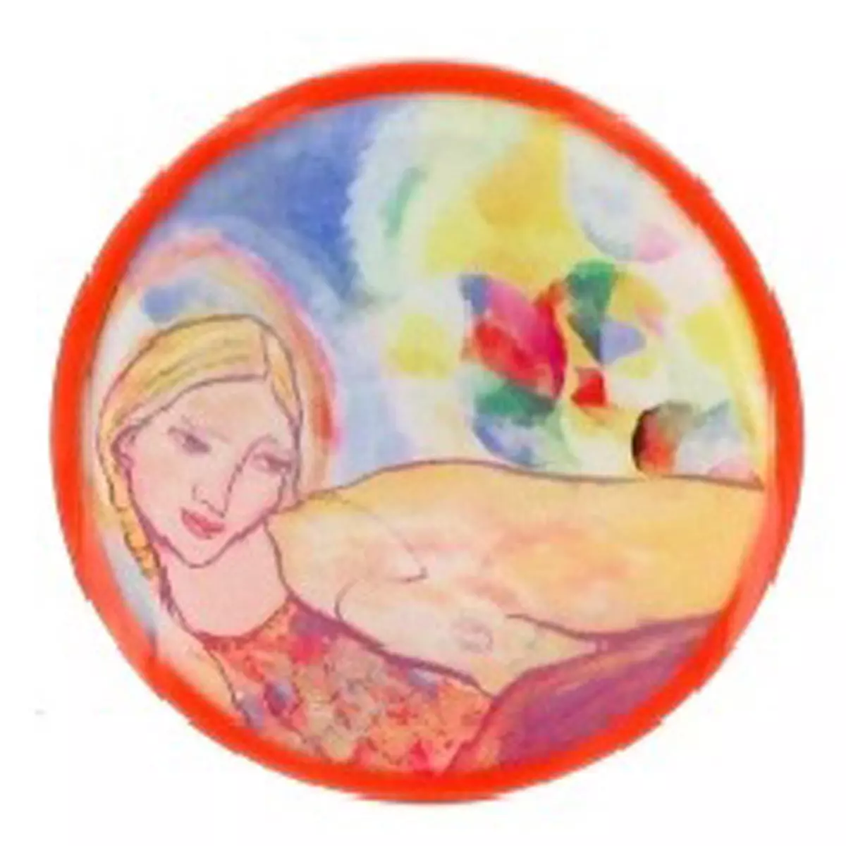 les trésors de lily Broche artisanale 'Mistinguette' orange multicolore 60 mm [R4272]