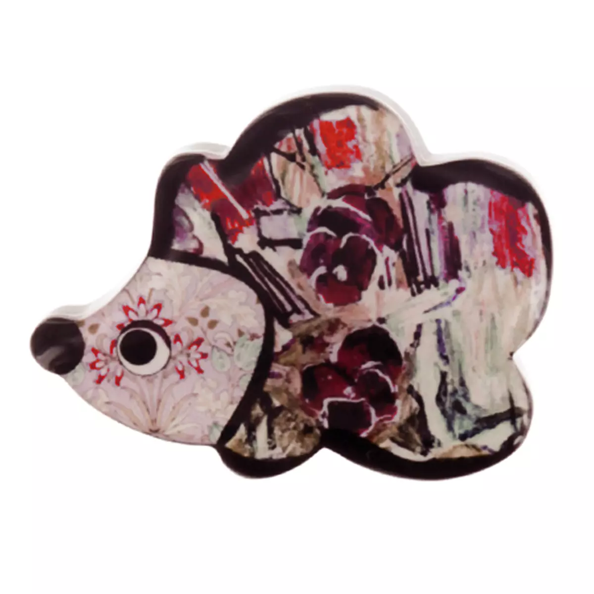 les trésors de lily Broche artisanale 'Mistinguette' rose gris (hérisson) 60x45 mm [R4278]