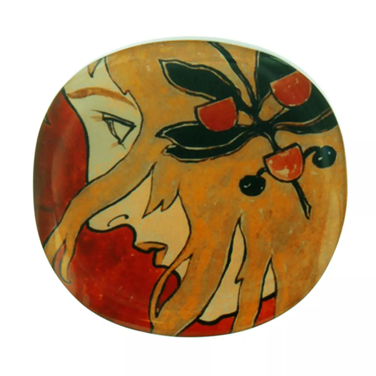 les trésors de lily Broche artisanale 'Mistinguette' rouge marron 55x52 mm [R4275]