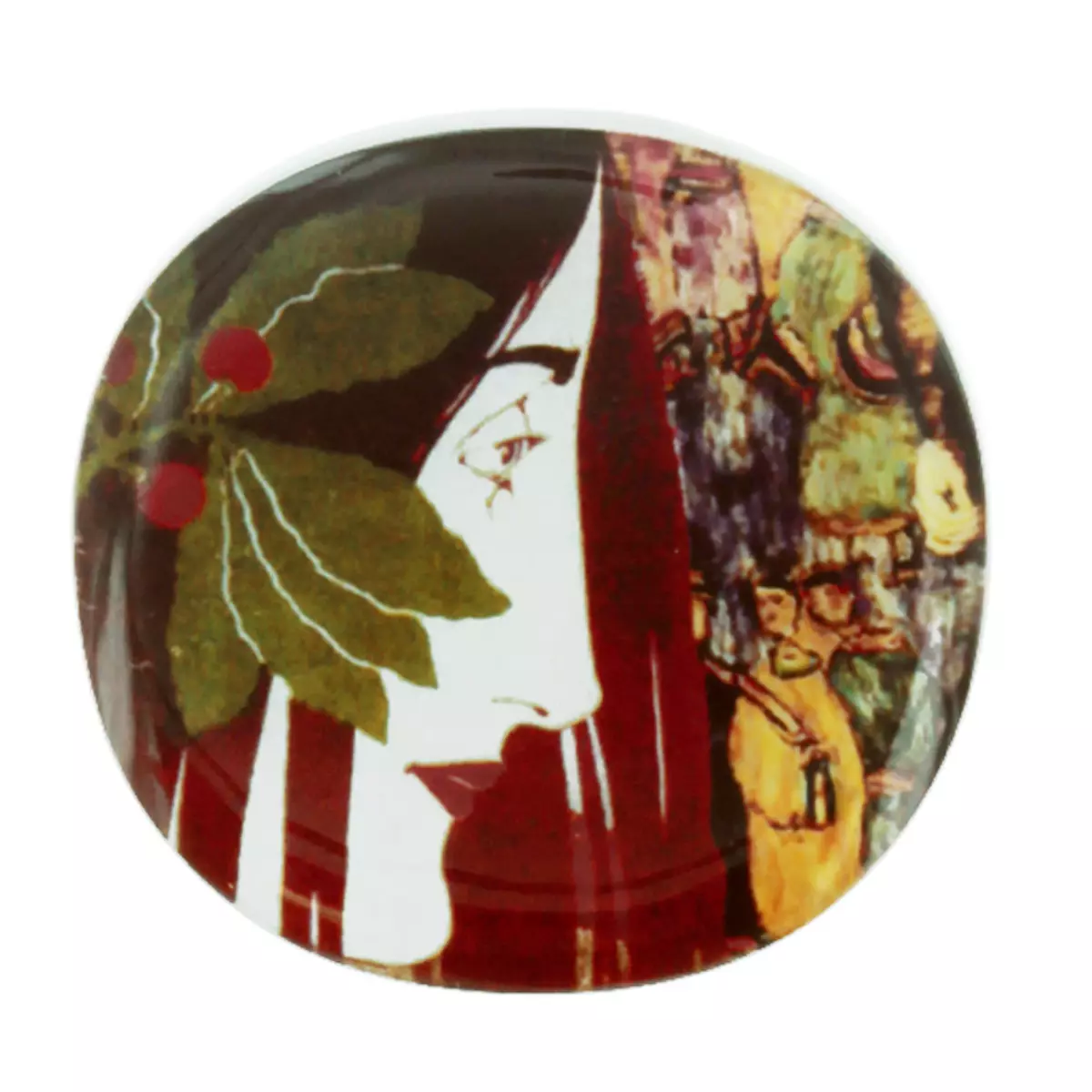les trésors de lily Broche artisanale 'Mistinguette' rouge vert 55x52 mm [R4274]