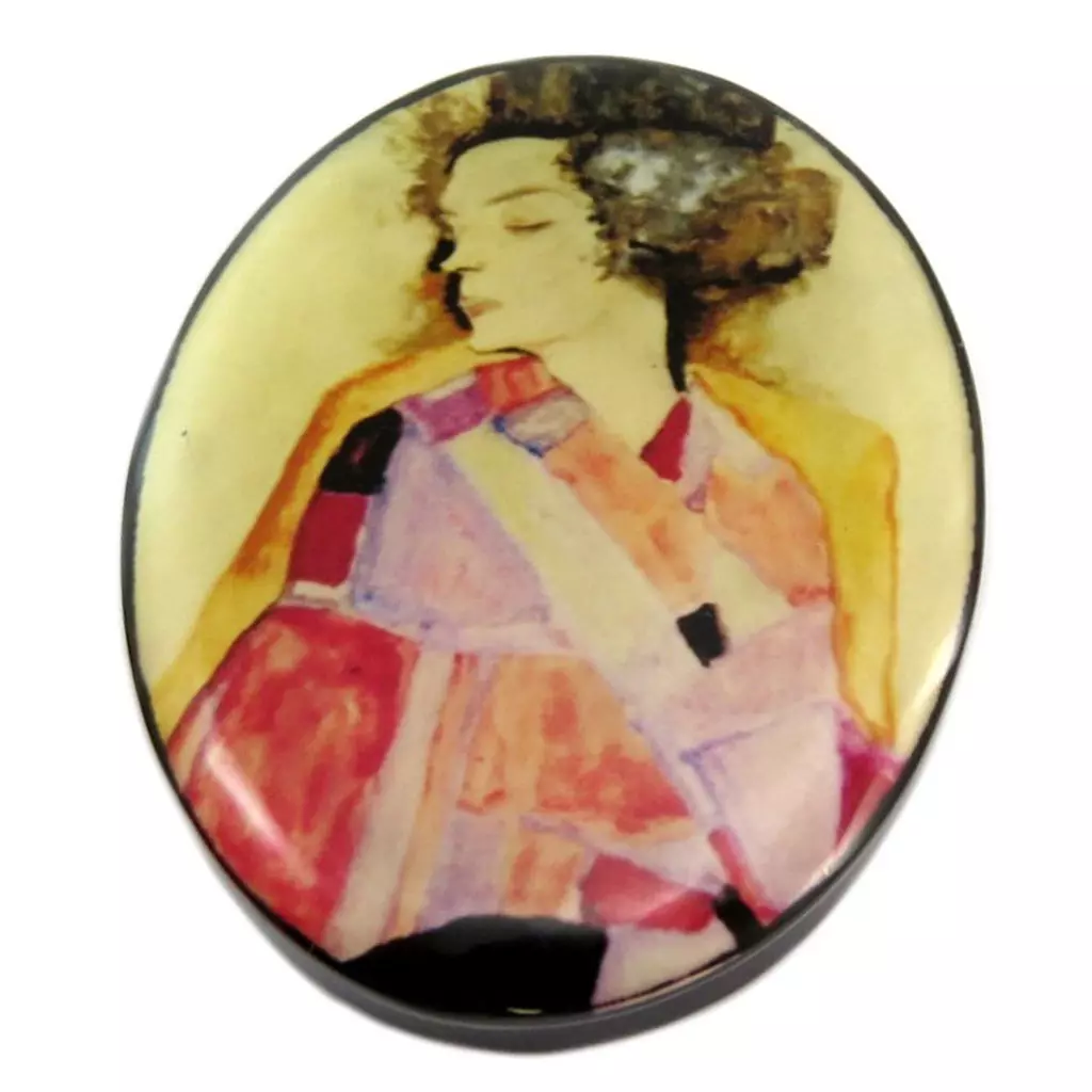 Les Trésors De Lily Broche Artisanale 'Mistinguette' (Schiele) 65x48 Mm [P6976]