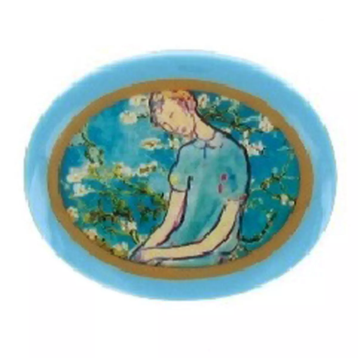 les trésors de lily Broche artisanale 'Mistinguette' turquoise 55x45 mm [R4281]