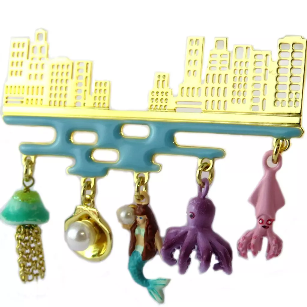 Les Trésors De Lily Broche Artisanale 'Monde Merveilleux' (Sirène) Multicolore Doré 50x45 Mm [P2011]