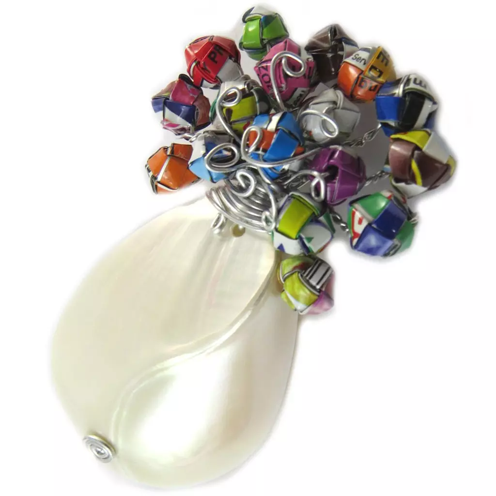 Les Trésors De Lily Broche Artisanale 'New Life' Nacre Multicolore (fait Main) [N9545]