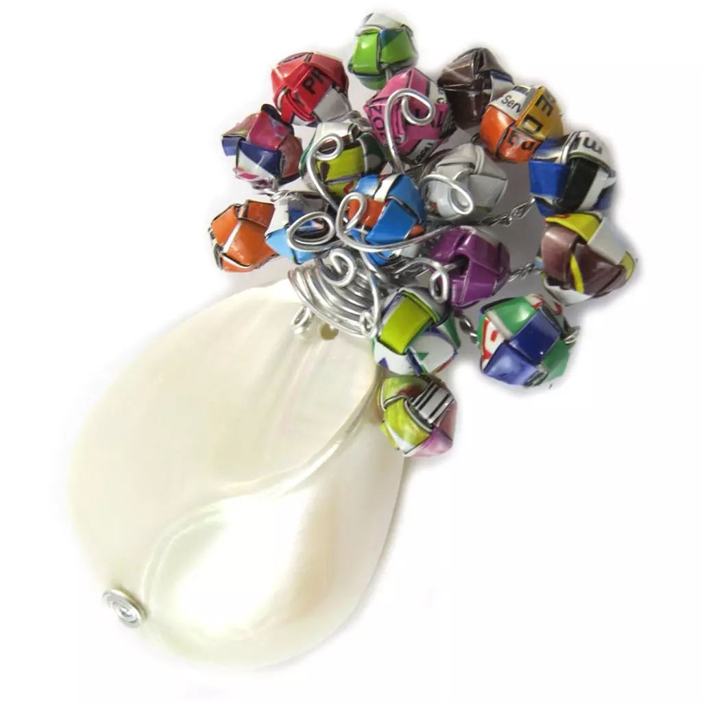 Les Trésors De Lily Broche Artisanale 'New Life' Nacre Multicolore (fait Main) [N9545]