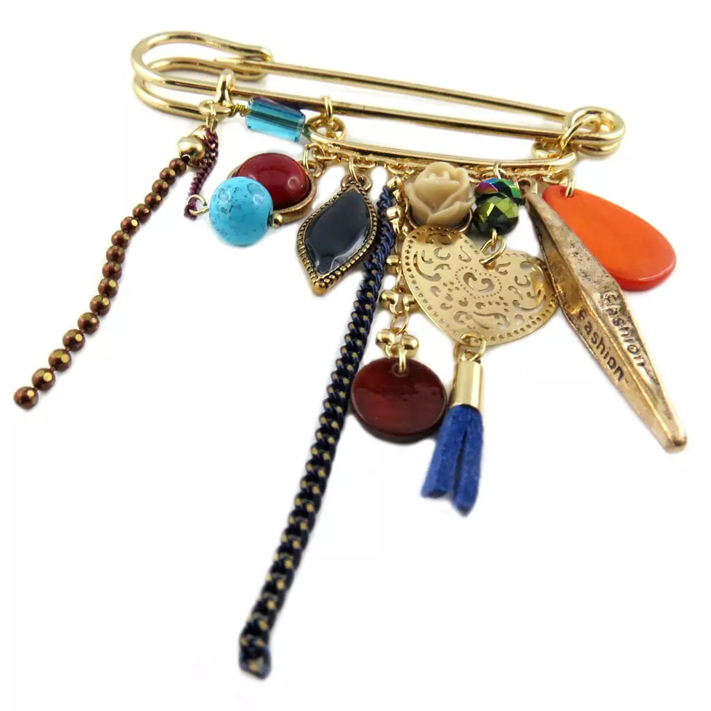 Les Trésors De Lily Broche Créateur 'Acapulco' Doré Multicolore 95x75 Mm [P8415]
