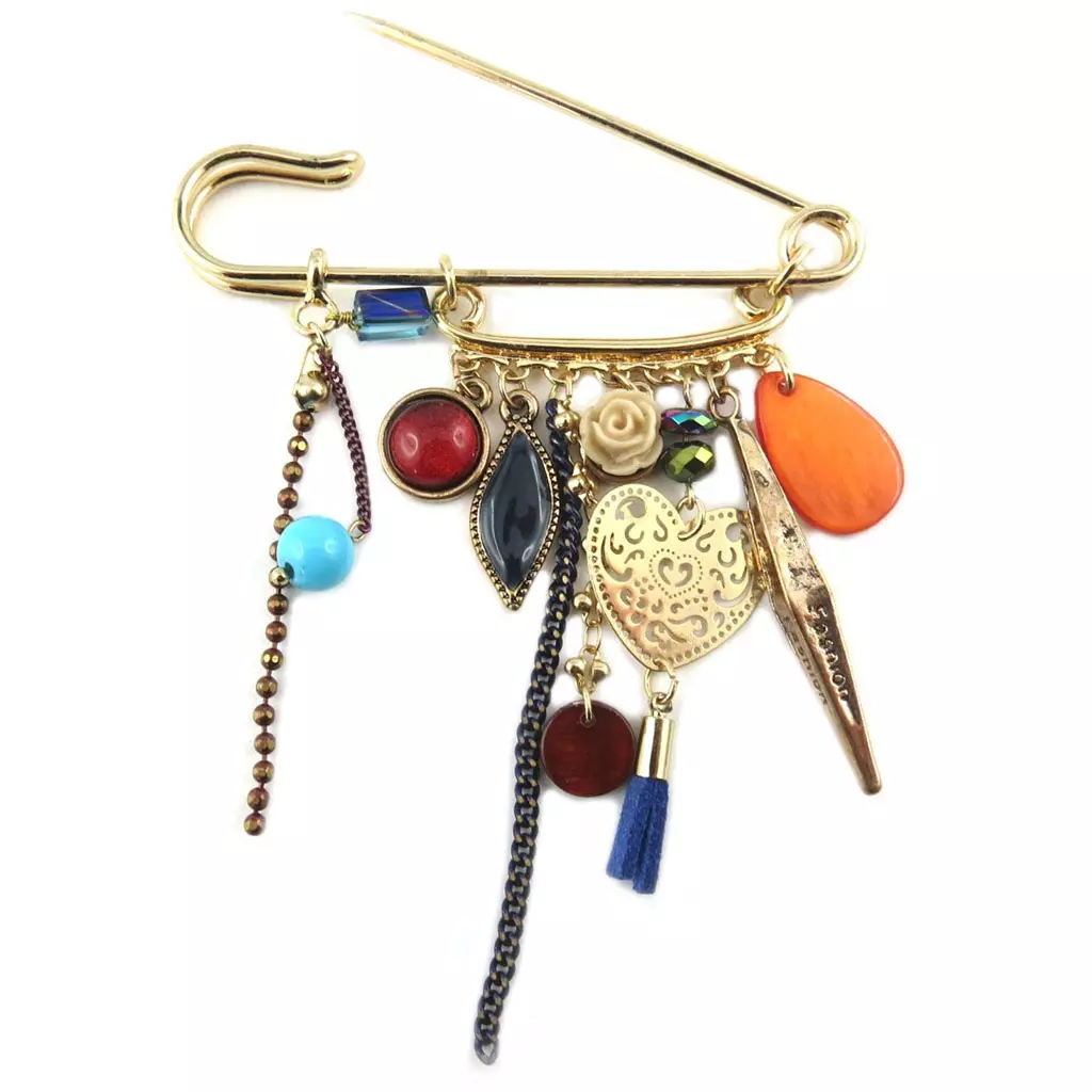 les trésors de lily Broche Créateur 'Acapulco' doré multicolore 95x75 mm [P8415]