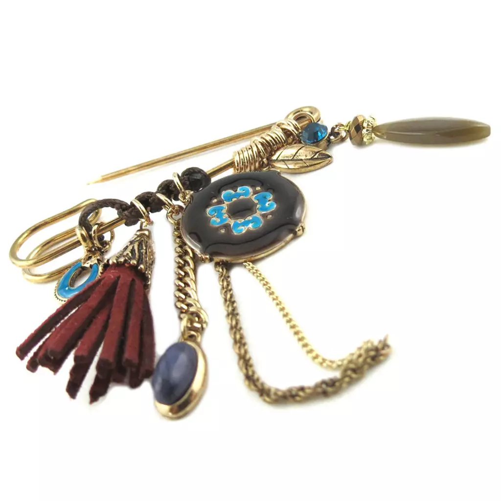Les Trésors De Lily Broche Créateur 'Acapulco' Marron Doré 95x75 Mm [P8411]